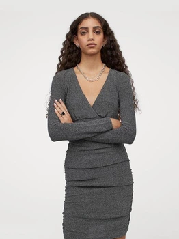 Сукня коротка осіння жіноча H&M 928254002c04 XS Сіра (KC1000000036973)