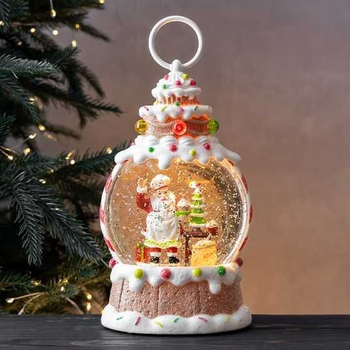 Новогодний ночник Кекс XMAS WDL-25015A/ 10106 с Сантой и елкой внутри 22,3 см