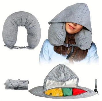 Подушка для подорожей із капюшоном Hoodie Travel Pillow 2в1