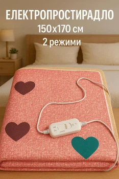 Електропростирадло з підігрівом Electric Blanket 150х170 см електроковдра 2 режими 220V Рожевий