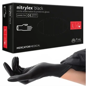Перчатки нитриловые Mercator Medical Nitrylex Black неопудренные размер L (100 шт)