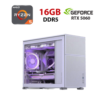 Игровой ПК D31 MESH White Tower / AMD Ryzen 5 8400F (6 (12) ядер по 4.2 - 4.7 GHz) / 16 GB DDR5 / 1000 GB SSD / nVidia GeForce RTX 5060, 8 GB GDDR7, 128-bit