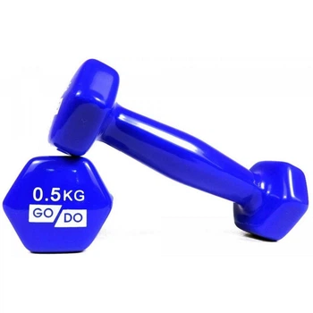 Гантели для фитнеса с виниловым покрытием GoDo GD-0.5BL 1 кг (пара)