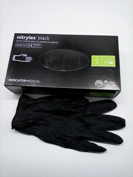 Рукавицi мед."Nitrylex"чорн. S 100 шт Mercator 1*10