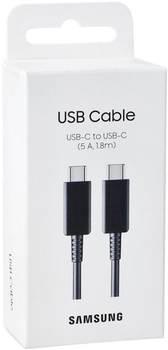 Кабель Samsung USB Type-C - USB Type-C 5A 1.8 м Black (8806094257540) (RF7Y5MC0CS1RTB) - Уцінка
