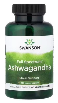Ашваганда Ashwagandha Full Spectrum,100 веганських капсул 450 мг у капсулі Swanson