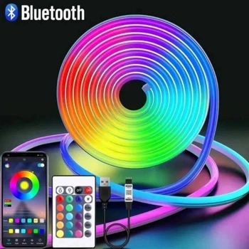 Світлодіодна стрічка неонова гнучка RGB 5м з Bluetooth і USB і пульт управління