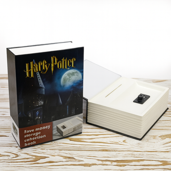 Книга сейф с кодовым замком Harry Potter 18 см копилка для денег большая Гарри Поттер Черный