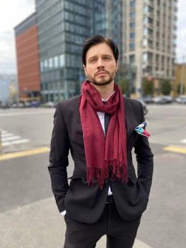 Чоловічий шарф, бордо, бургунді, великий чоловічий котоновий шарф "Мілан" від My scarf 180 на 60 см