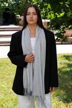 Женский светло-серый шарф большой котоновый шарф "Милан" от My scarf 180 на 60 см