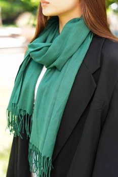 Женский зелений шарф, большой котоновый шарф "Милан" от My scarf 180 на 60 см