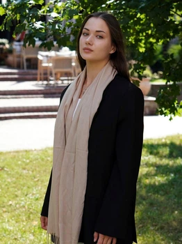 Женский светлый телесный шарф большой котоновый шарф "Милан" от My scarf 180 на 60 см-