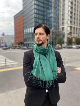 Мужской шарф, зеленый, большой мужской котоновый шарф "Милан" от My scarf 180 на 60 см
