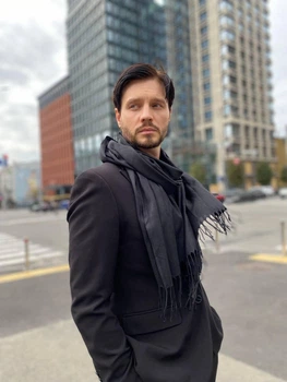 Мужской чорный шарф большой мужской котоновый шарф "Милан" от My scarf 180 на 60 см