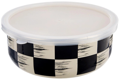 Miska Vilde SZACHOWNICA emaliowana z pokrywką 19 cm 1.5 l (8592381207106)
