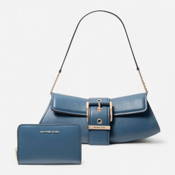 Набір сумка багет + гаманець жіночий Michael Kors 768348572 Синій (1159845174)