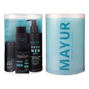 Подарочный мужской набор Aqua for man Mayur 7.16 шампунь гель 3 в 1 дезодорант парфюмерная вода бальзам для губ