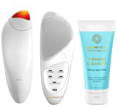 Щітка для обличчя Lumineo Sonic перламутрова + гель для всіх типів шкіри (5904726872734)