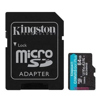 Карта памяти microSDXC Kingston Canvas Go Plus A2 V30 64Gb (UHS-1 U3) (R-200Mb/s) + Adapter SD