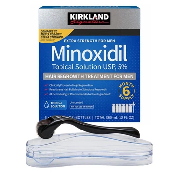 Лосьйон minoxidil 5% KIRKLAND (6 флаконов) + мезороллер для шкіри голови та обличчя