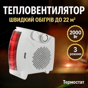 Тепловентилятор 2000 Вт для ванной комнаты офиса обогреватель автоотключение калорифер 3 режима настольный