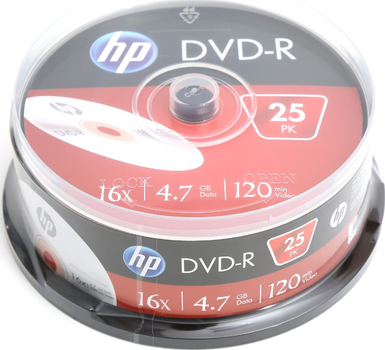 Dyski HP DVD-R 4.7GB 16x Cake 25 szt. (HP1625-)