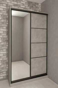 Шафа купе Mebel-Star дводверна з дзеркалом + комбі 90*240*60 Бетон