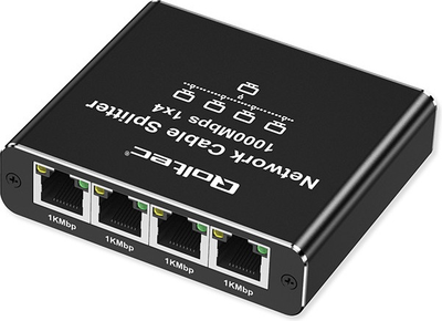 Rozdzielacz sieciowy Qoltec Ethernet mini SWITCH 1 x 4 RJ45 1000Mb/s USB-C (5901878522937)