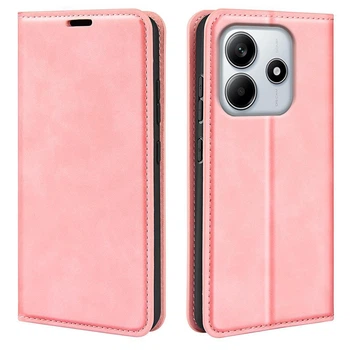 Чехол Taba Retro-Skin для Xiaomi Redmi Note 14 4G EU Version книжка с визитницей кожа PU розовый