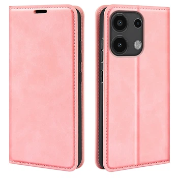 Чехол Taba Retro-Skin для Xiaomi Redmi Note 13 Pro 4G книжка с визитницей кожа PU розовый