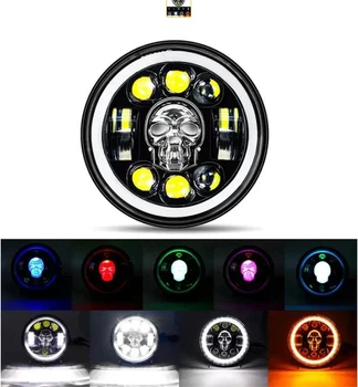 Фара LED ВАЗ 2103, 2106, внедорожники, мото 5.75 дюйма 60W с черепом и ангельскими глазками