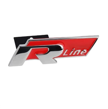 Емблема напис Rline у решітку хром+червона 76.8мм метал