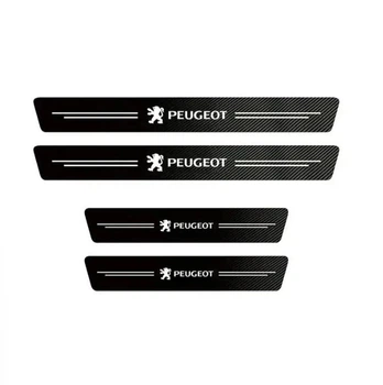 Защитные плёнки на пороги Peugeot карбон 4шт - 2х(60х7см) 2х(40х7см)