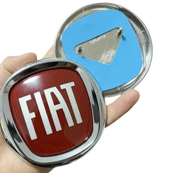 Эмблема Fiat Красная+хром d=95мм средняя (на скотче и 2 направляющих)