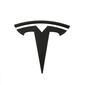 Эмблема задняя Tesla 3 черная матовая 77-78мм металл (на скотче)