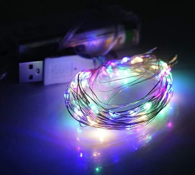 Цветная гирлянда на батарейках и USB с 50 светодиодами длиной 5 метров