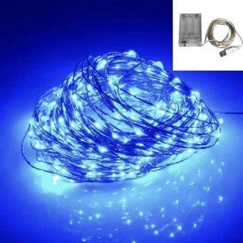 Гирлянда на батарейках и USB, 200 светодиодов, 20 м, синяя