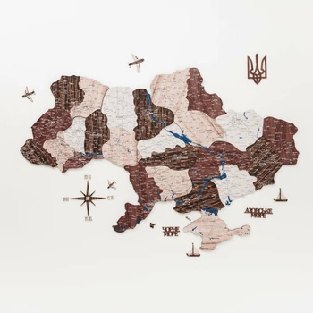 Детализированная 3D карта Украины из дерева 120 x 80 см капучино от Enjoy The Wood
