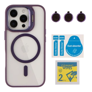 Чохол TPU+PC+Metal Stand Case with MagSafe and Camera Lenses для iPhone 16 Pro Max Колір Dark Purple