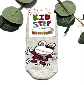 Дитячі махрові шкарпетки для дівчинки KidStep на 14-16 см (23-25 розмір) Зайчик Сірий/ Білий