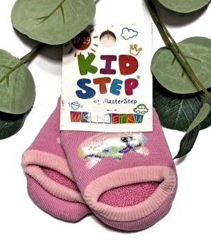 Дитячі махрові укорочені шкарпетки для дівчинки зі стопіками KidStep на 10-12 см (17-19 розмір) Єдиноріг Рожевий/ Білий