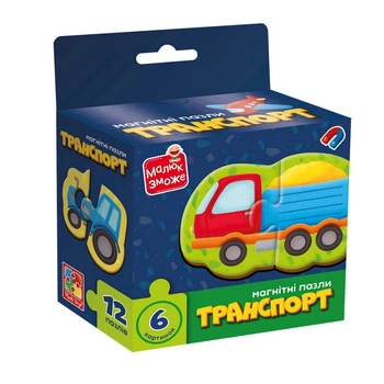 Дитячі магнітні пазли "Транспорт" Vladi Toys, 6 картинок VT1733-02