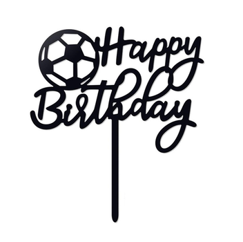Топпер Для Торта Happy Birthday Футбол Чорний