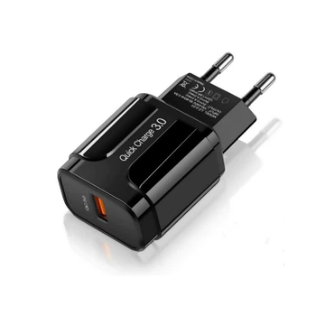 Сетевое зарядное устройство для телефона QC3.0 18W 1xUSB быстрая зарядка смартфона USLION UC6900 (TE-023) Black