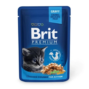 Вологий корм Brit Premium Cat Chicken Chunks for Kitten pouch для кошенят з куркою 100 г