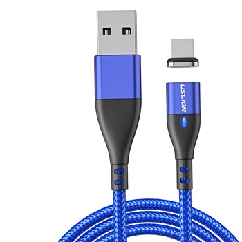 Магнитный Кабель microUSB - USB (2m) USLION US0159M Blue Провод для Зарядки Телефона Fast Charging 3A и Передачи Данных