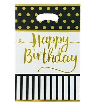 Пакети подарункові для цукерок "Happy Birthday black", 25*17 см., набір 10 шт