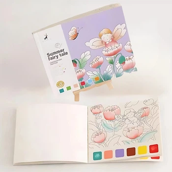 Альбом для розфарбовування з акварельними фарбами розмальовка "Summer fairy tale" для творчості та живопису