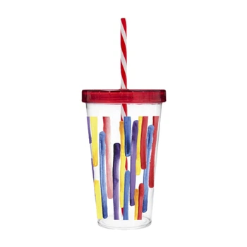 Склянка Herevin Pastel Stripe 161448-013P з трубочкою 660 мл