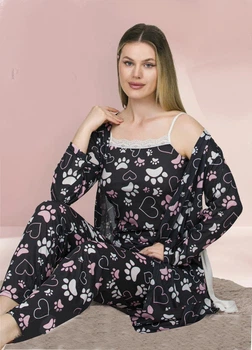 Пижама женская штаны майка халат P6062 XL-XXL
